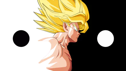 4K Ultra HD Anime wallpaper featuring a Dragon Ball Z character in Super Saiyan form with golden hair and intense focus against a minimalist white background.