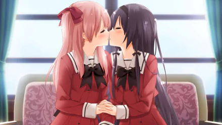kiss yuri Anime A Kiss For The Petals - Remembering How We Met HD Desktop Wallpaper | Background Image