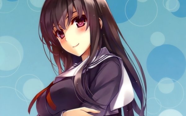 Anime Saekano: How to Raise a Boring Girlfriend Utaha Kasumigaoka Long Hair School Uniform Blush Smile Headband Purple Eyes HD Wallpaper | Background Image