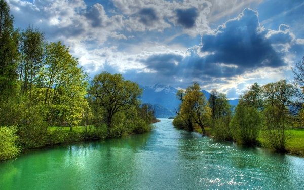 Earth River Tree Cloud Sunshine Sunbeam HD Wallpaper | Background Image