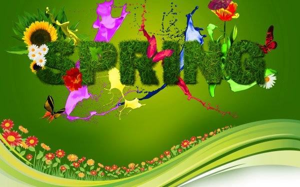 Artistic Spring Flower Grass Green HD Wallpaper | Background Image