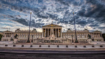 HDR cloud building architecture Austria Parliament Austria Vienna man made monument HD Desktop Wallpaper | Background Image