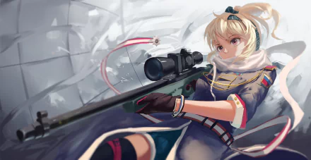 HD desktop wallpaper and background featuring SV-98, a character from the video game Girls Frontline, holding a sniper rifle.