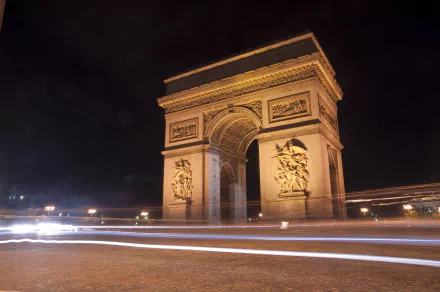 time lapse night monument France Paris man made Arc de Triomphe HD Desktop Wallpaper | Background Image