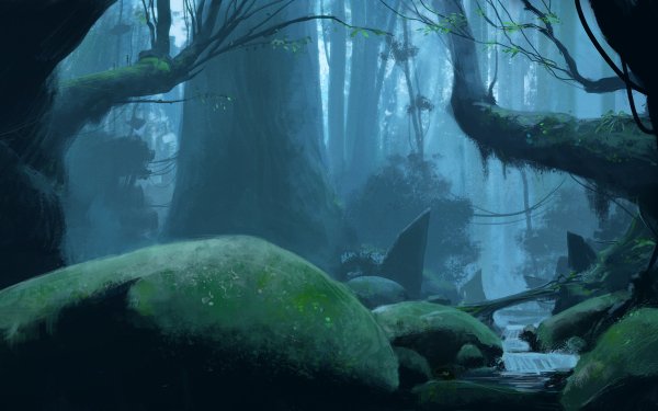 Fantasy Forest Stream Branch HD Wallpaper | Background Image