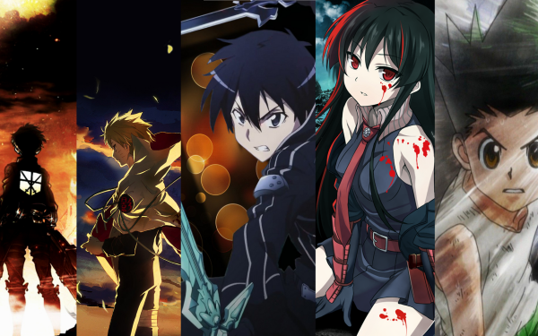 Anime Crossover Naruto Attack on Titan Shingeki No Kyojin Sword Art Online Hunter x Hunter Akame ga Kill! HD Wallpaper | Background Image