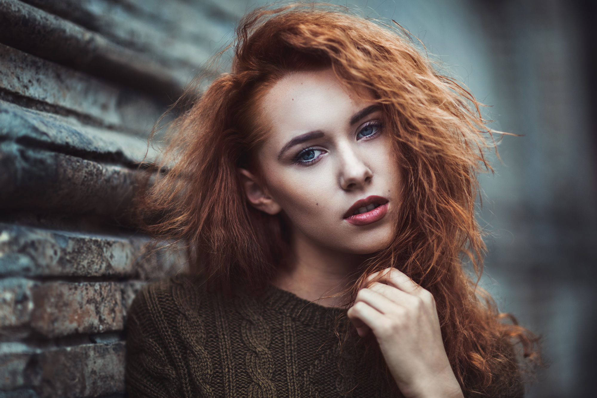 Download Blue Eyes Redhead Woman Model HD Wallpaper by PortraitsBySam