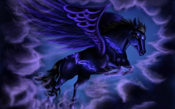 Fantasy Pegasus Fantasy Animals Horse Wings Purple Cloud HD Wallpaper | Background Image