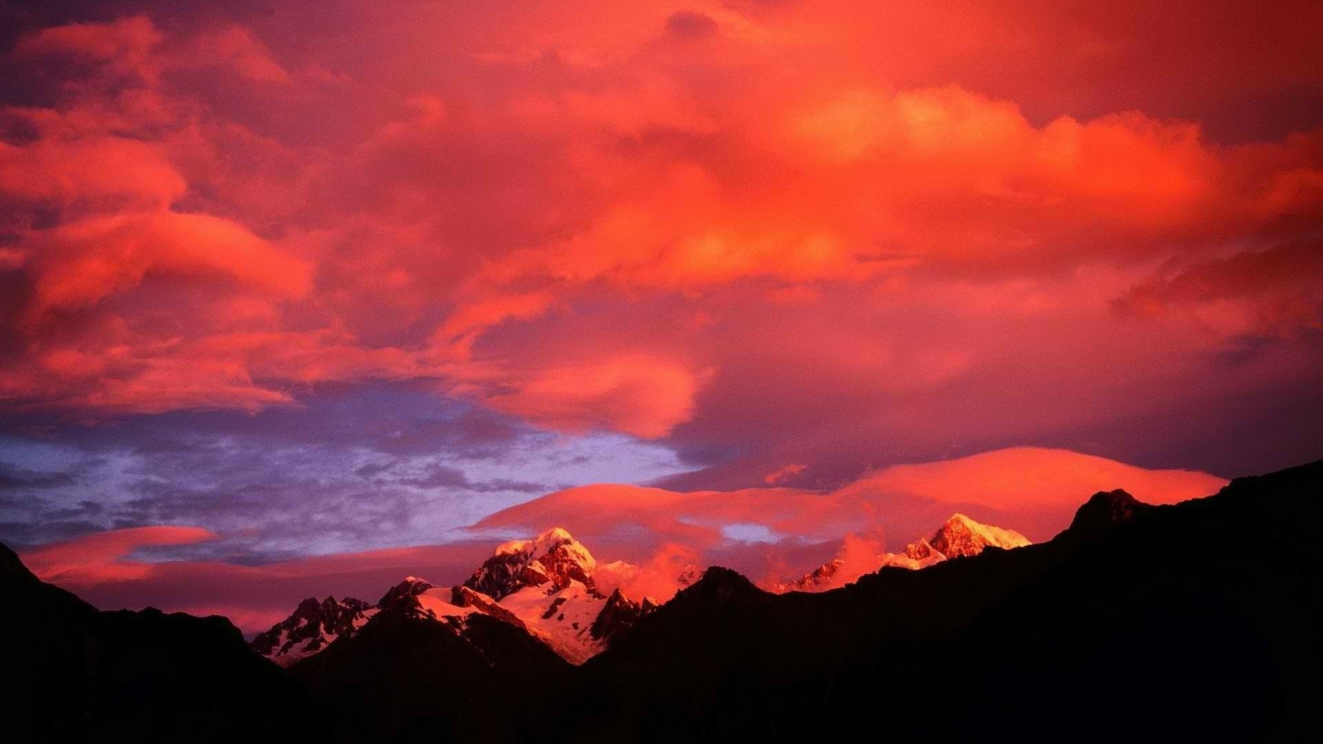 Clouds and Sunset over Mountains HD Wallpaper | Background Image