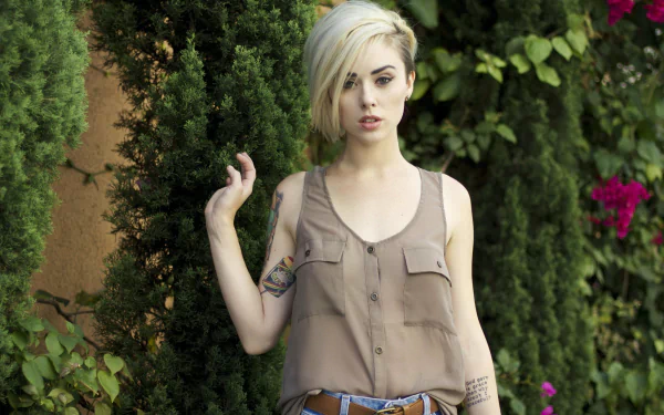 tattoo green eyes blonde model American woman Alysha Nett HD Desktop Wallpaper | Background Image