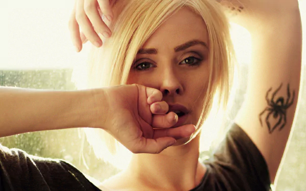 tattoo green eyes blonde model American woman Alysha Nett HD Desktop Wallpaper | Background Image