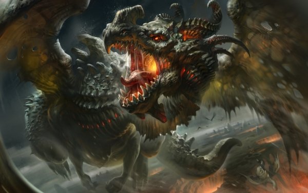 Fantasy Dragon Wings Horns HD Wallpaper | Background Image