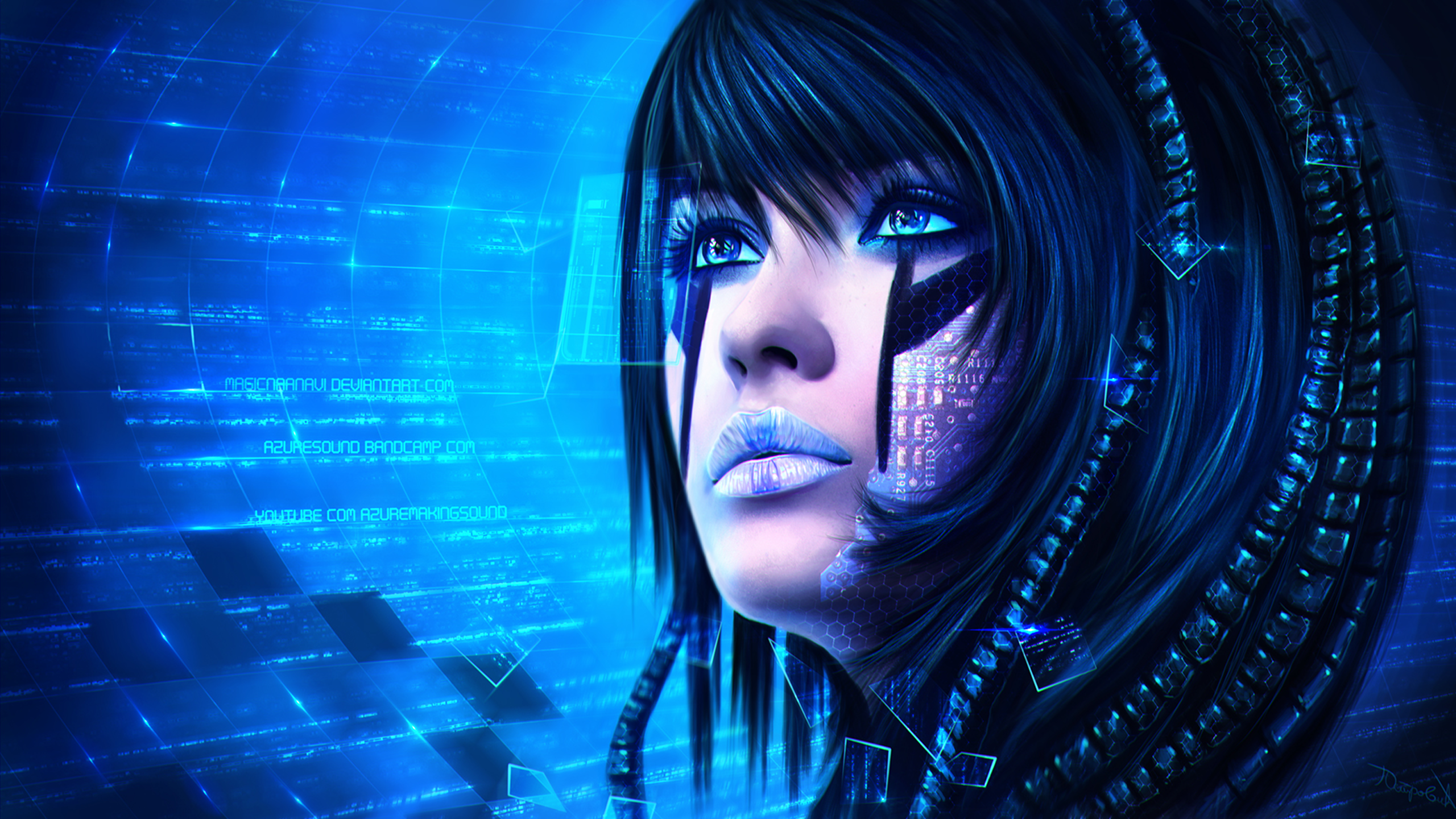 Download Blue Eyes Blue Hair Blue Sci Fi Woman HD Wallpaper By MagicnaAnavi