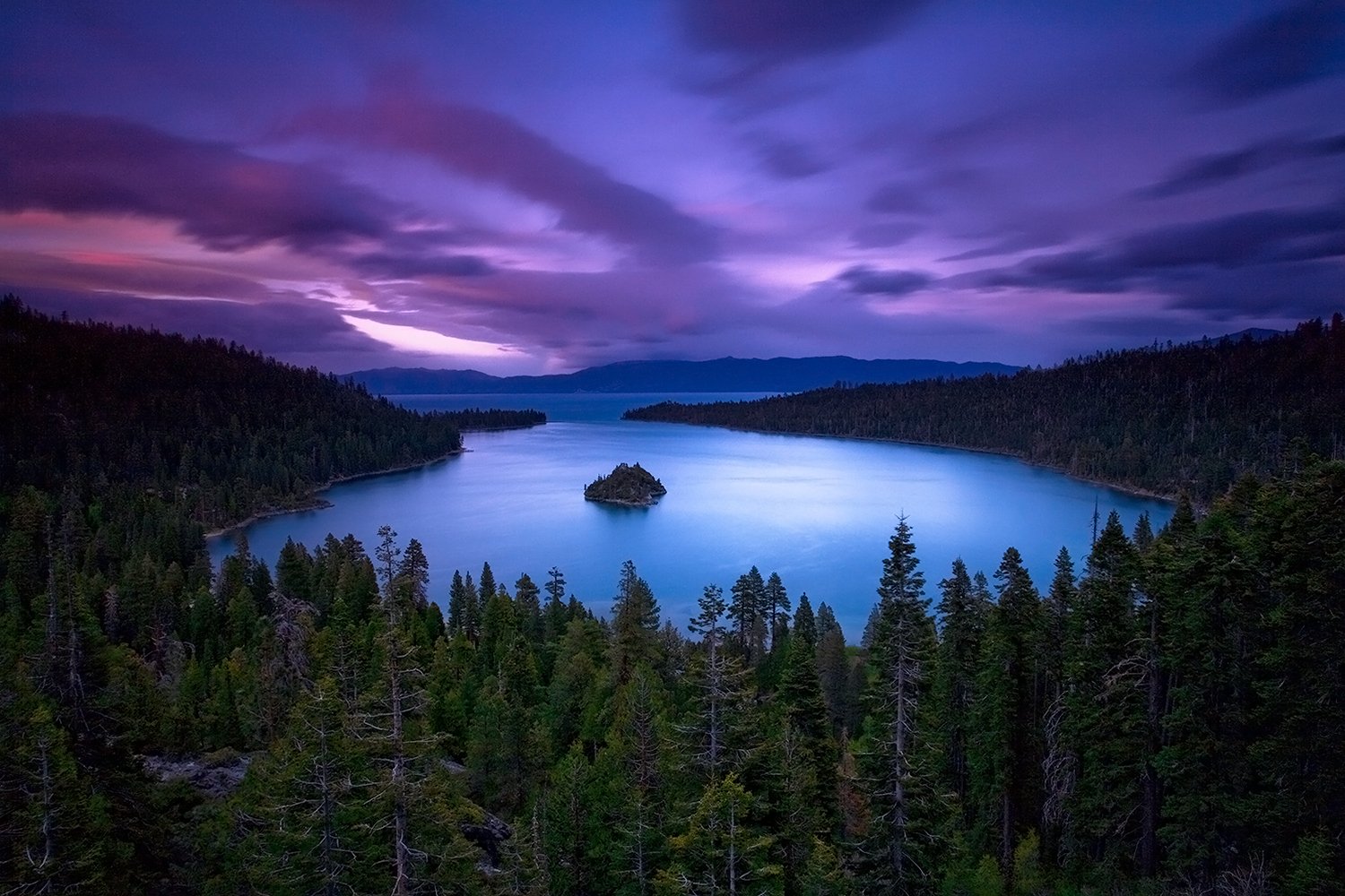 Download Forest Sunset Island Lake Purple Photography HDR Wallpaper by