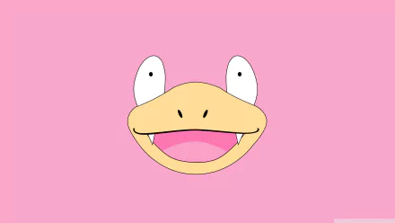 Minimalist anime-style Slowpoke (Pokémon) face on a solid pink background — 2K Quad HD PC desktop wallpaper.