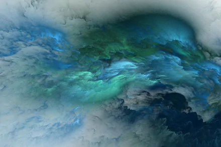 A vibrant abstract artwork featuring swirling clouds in shades of blue and green, designed as a stunning 4K Ultra HD desktop wallpaper and background.