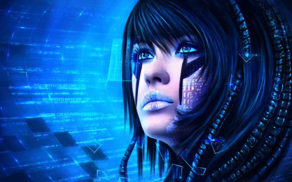 Sci Fi Women Blue Blue Hair Blue Eyes HD Wallpaper | Background Image