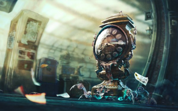 Sci Fi Robot Clock HD Wallpaper | Background Image