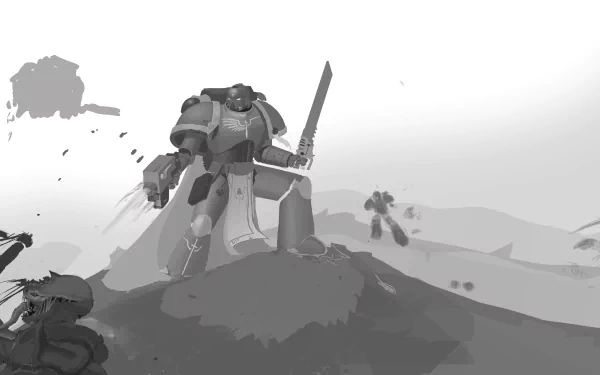 Black & White Space Marine video game Warhammer 40k HD Desktop Wallpaper | Background Image