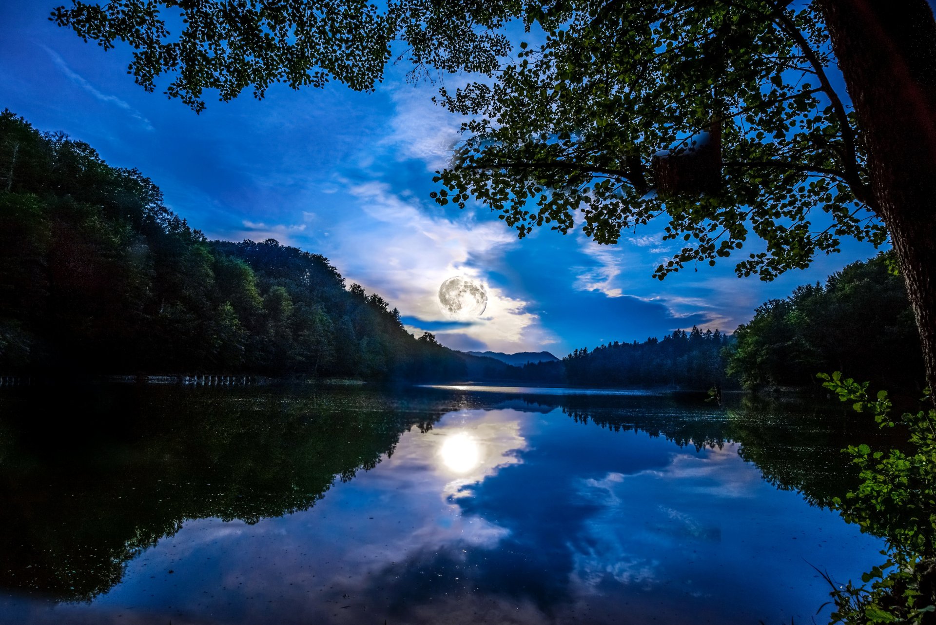 Download Evening Sky Moon River Nature Reflection 4k Ultra HD Wallpaper