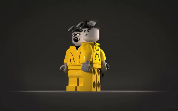 HD PC desktop wallpaper featuring simple LEGO figures styled as characters from the TV show Breaking Bad against a dark background.