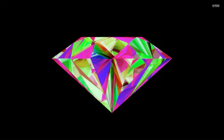 HD desktop wallpaper featuring a vibrant, multicolored diamond against a black background, tagged with nature and diamond themes.