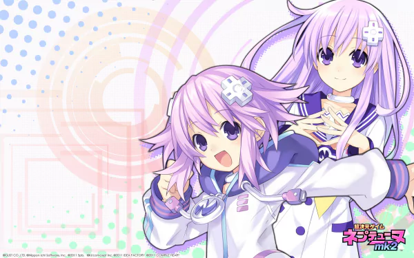 Hyperdimension Neptunia Victory long hair short hair purple hair purple eyes Neptune (Hyperdimension Neptunia) hair-dress Nepgear (Hyperdimension Neptunia) video game Hyperdimension Neptunia HD Desktop Wallpaper | Background Image