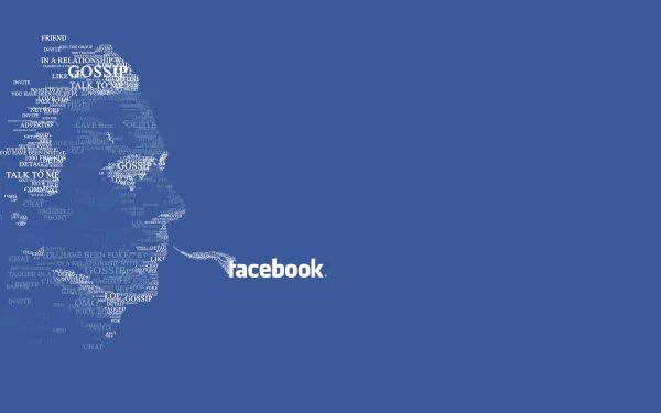 HD wallpaper featuring a profile made of words with Facebook written across, suitable as a desktop background.