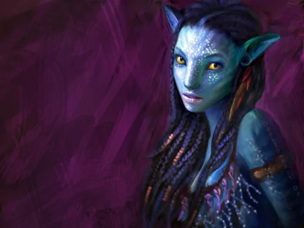 braid pointed ears yellow eyes Neytiri (Avatar) Na'vi movie Avatar HD Desktop Wallpaper | Background Image