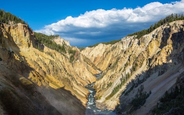 Nature Yellowstone National Park National Park Yellowstone River Canyon Cliff Cloud Scenic Landscape Valley Panorama Wyoming USA HD Wallpaper | Background Image