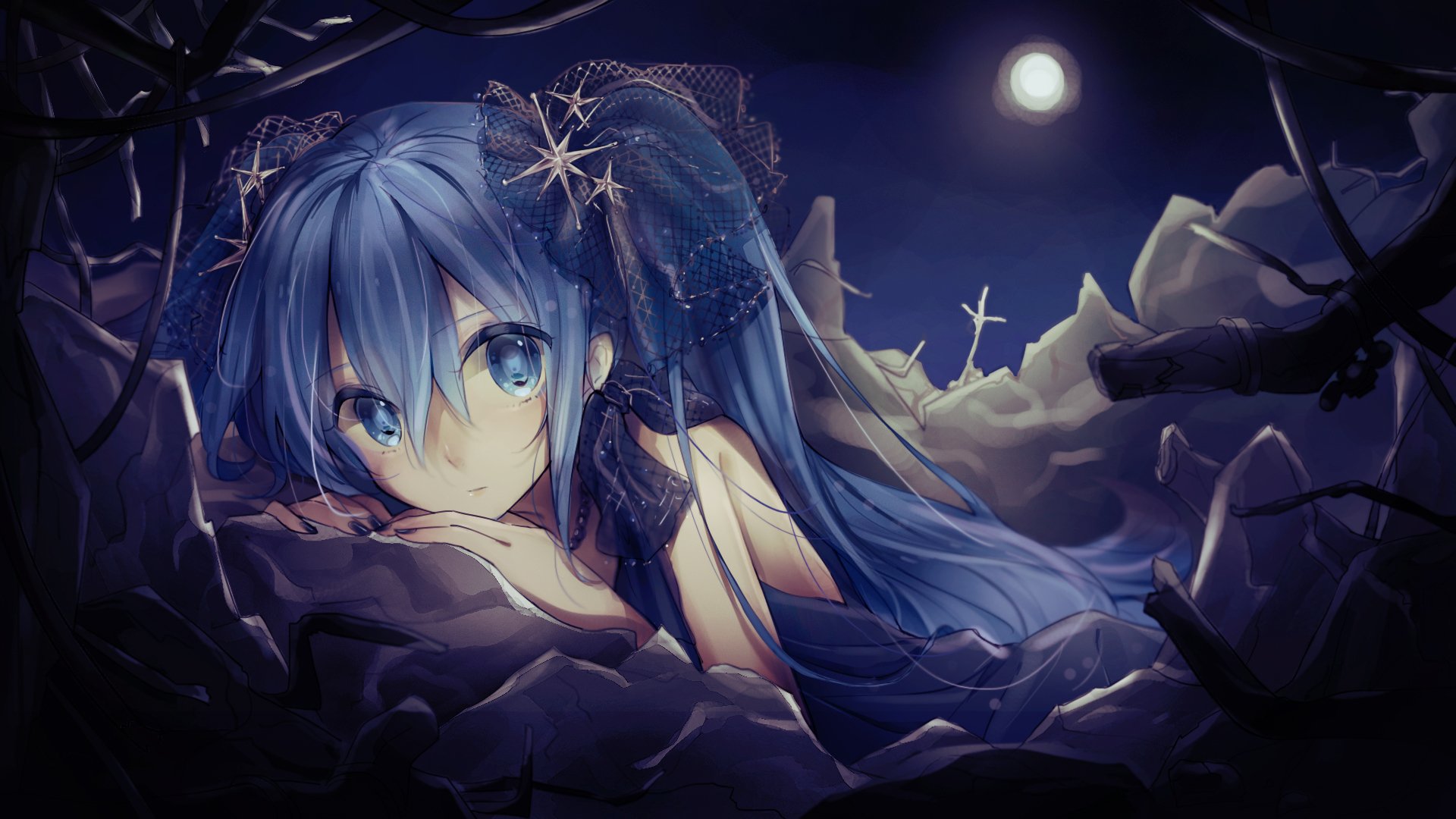 Moonlit Hatsune Miku HD Wallpaper