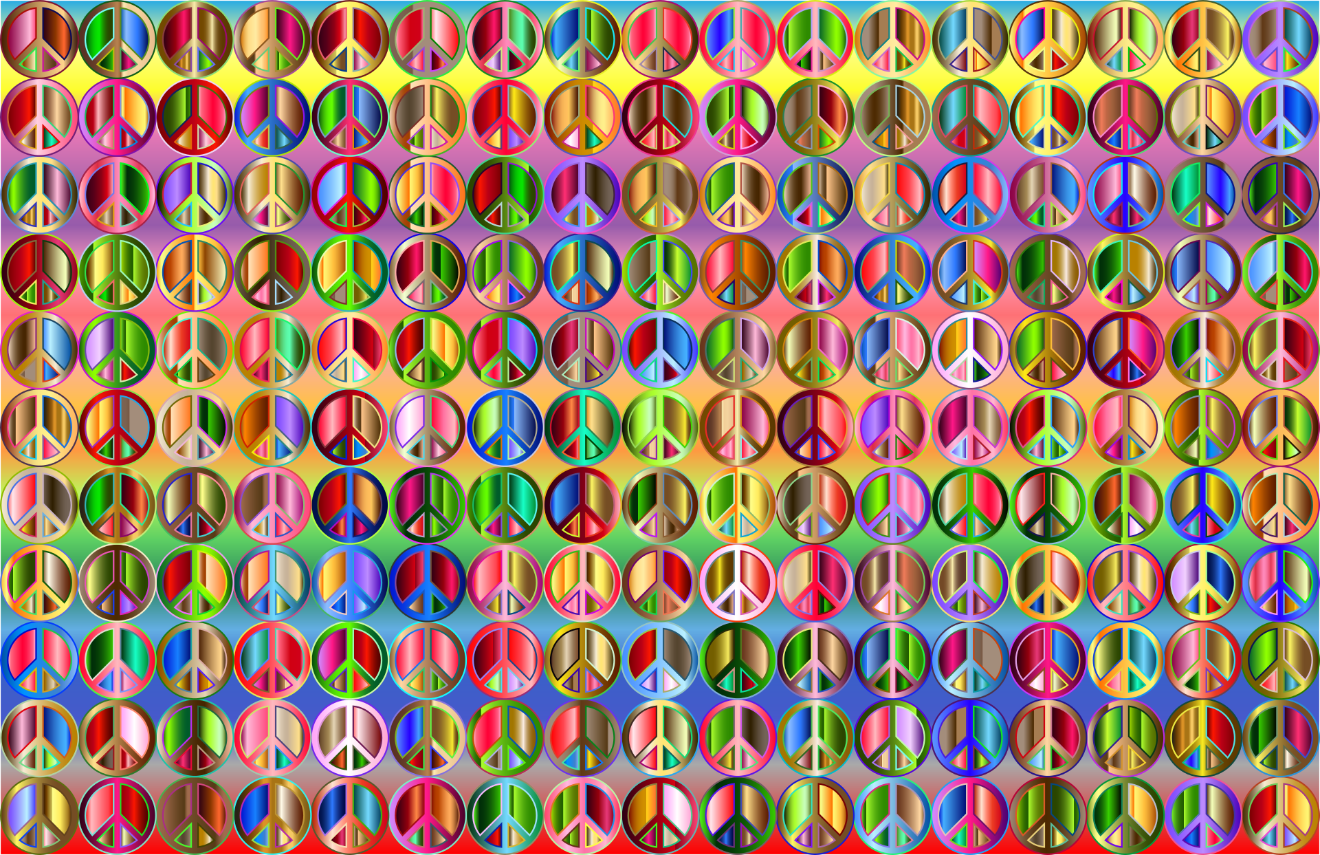 Rainbow of peace symbols by Gordon Johnson