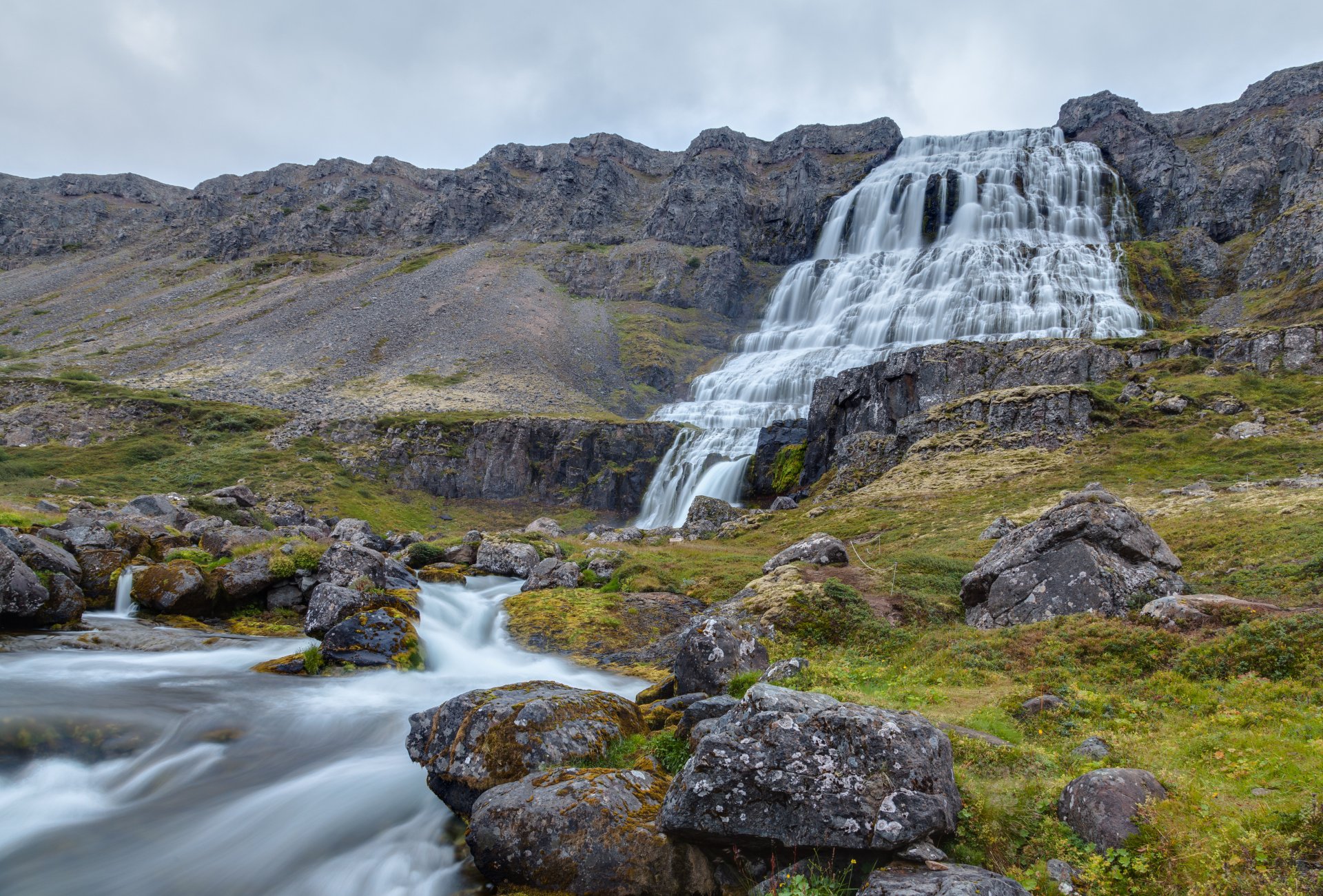 Download Iceland Nature Waterfall Dynjandi 4k Ultra HD Wallpaper