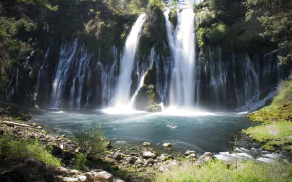 California cliff nature waterfall Burney Falls HD Desktop Wallpaper | Background Image