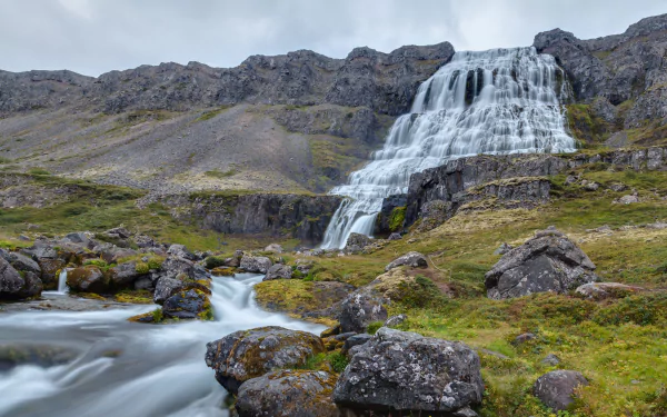 Iceland nature waterfall Dynjandi HD Desktop Wallpaper | Background Image