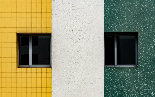 Man Made Wall Window Yellow Green White Tiles Colors Building HD Wallpaper | Background Image