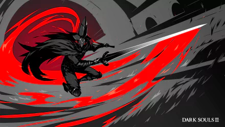 HD PC desktop wallpaper featuring the Abyss Watchers from the video game Dark Souls III, showcasing dynamic red and black action art.