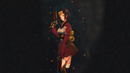 A dynamic HD wallpaper featuring Mumei from Kabaneri of the Iron Fortress, showcasing her in a striking pose with stylish details and a captivating backdrop.