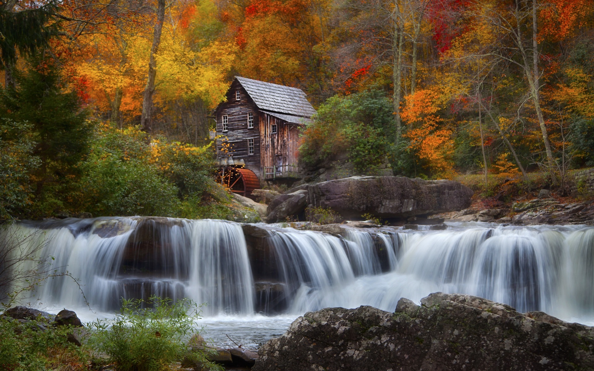 Old Mill and Waterfall in Autumn Full HD Wallpaper and ...