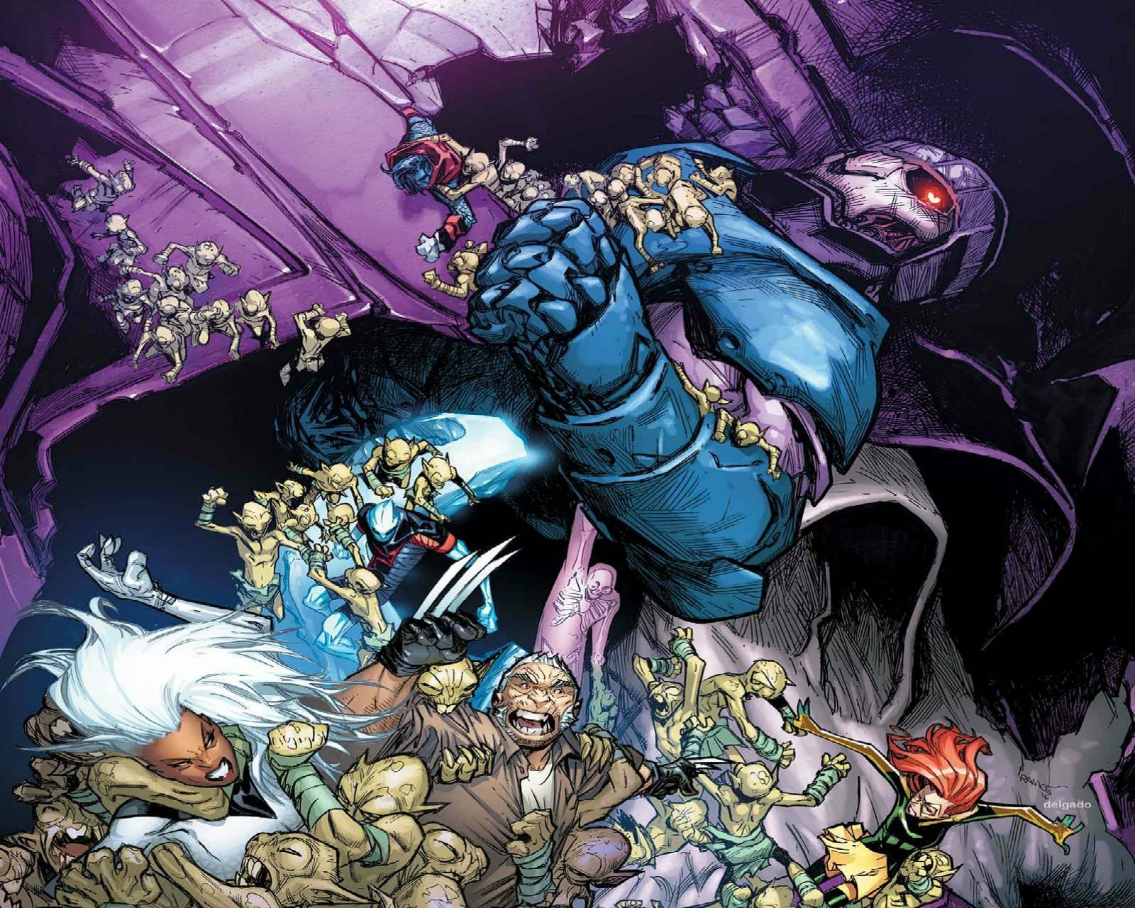 HD PC desktop wallpaper featuring the X-Men from the Extraordinary X-Men comic series in dynamic superhero action.