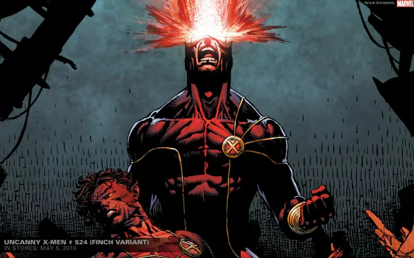 HD desktop wallpaper featuring a powerful X-Men superhero from the Uncanny X-Men comic series, showcasing intense energy and dynamic comic art style.