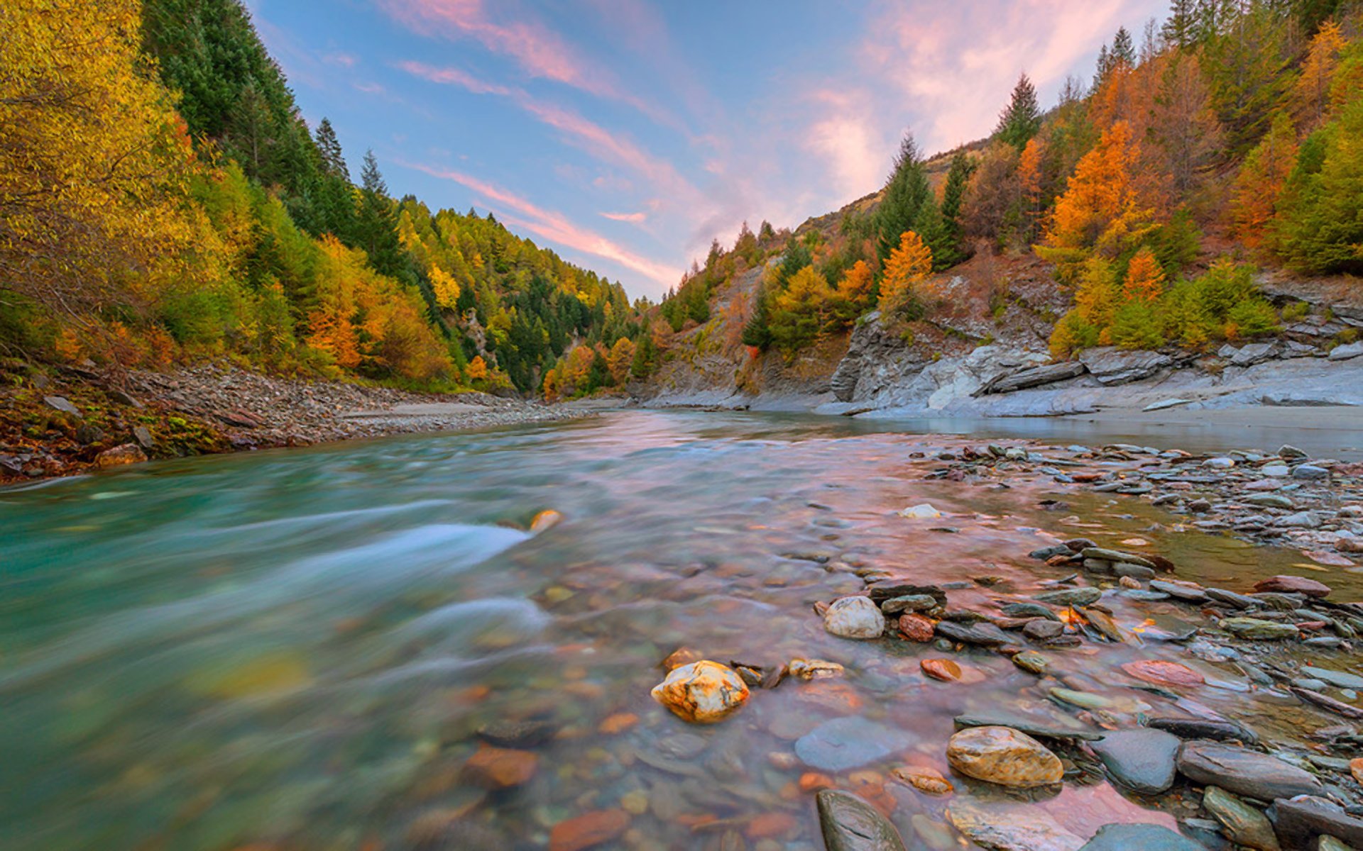 Stream In The Autumn Mountains Fondo De Pantalla Hd Fondo De