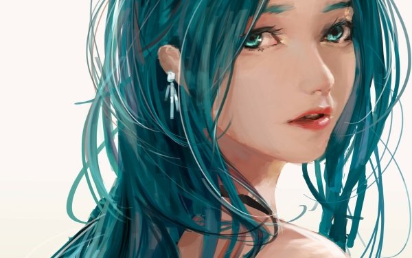 Anime Vocaloid Hatsune Miku Face Aqua Eyes Blue Hair Earrings HD Wallpaper | Background Image