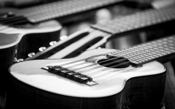 Music Guitar Black & White Instrument HD Wallpaper | Background Image