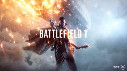 HD desktop wallpaper and background from the video game Battlefield 1, featuring a soldier in dramatic lighting with the game title displayed prominently.
