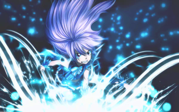 HD desktop wallpaper of Wendy Marvell from the anime Fairy Tail, featuring her with long flowing hair and a dynamic, glowing backdrop.