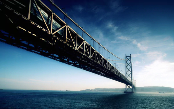 pearl bridge Kobe (City) Japan sea ocean bridge man made Akashi-Kaikyo Bridge HD Desktop Wallpaper | Background Image