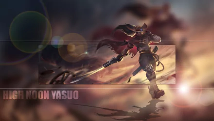 A dynamic HD wallpaper featuring Yasuo from League of Legends, showcasing his character in an intense action pose against a dramatic backdrop.
