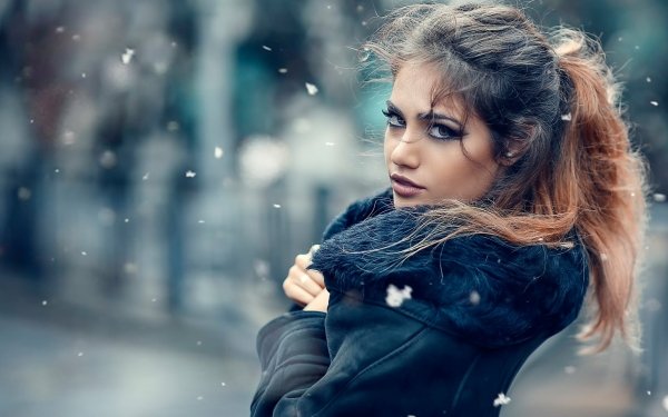 Women Model Brunette Brown Eyes Outdoor Blur HD Wallpaper | Background Image