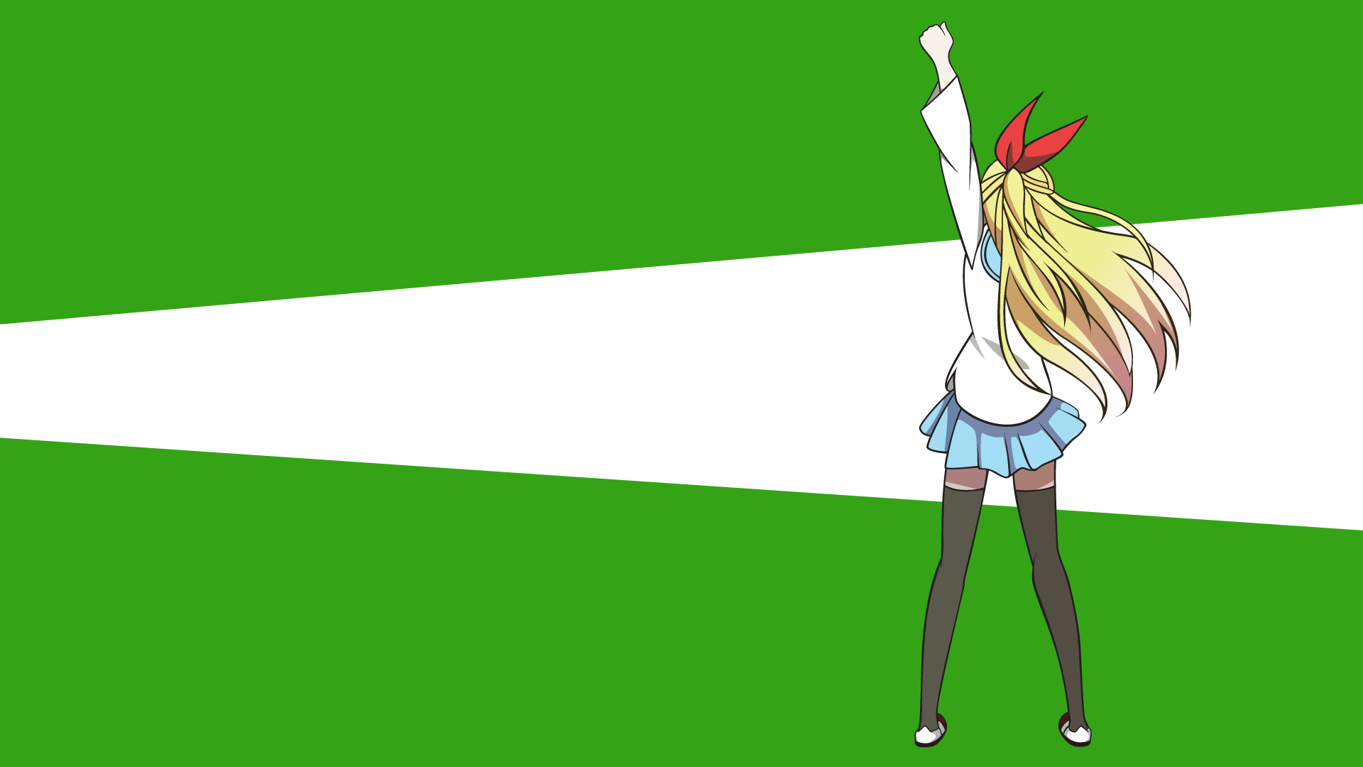 Download Thigh Highs Skirt School Uniform Long Hair Blonde Chitoge